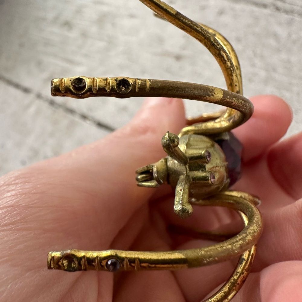 Vintage Art Deco Figural Purple Crystal Body Large Spider Brooch - Picture 7 of 10